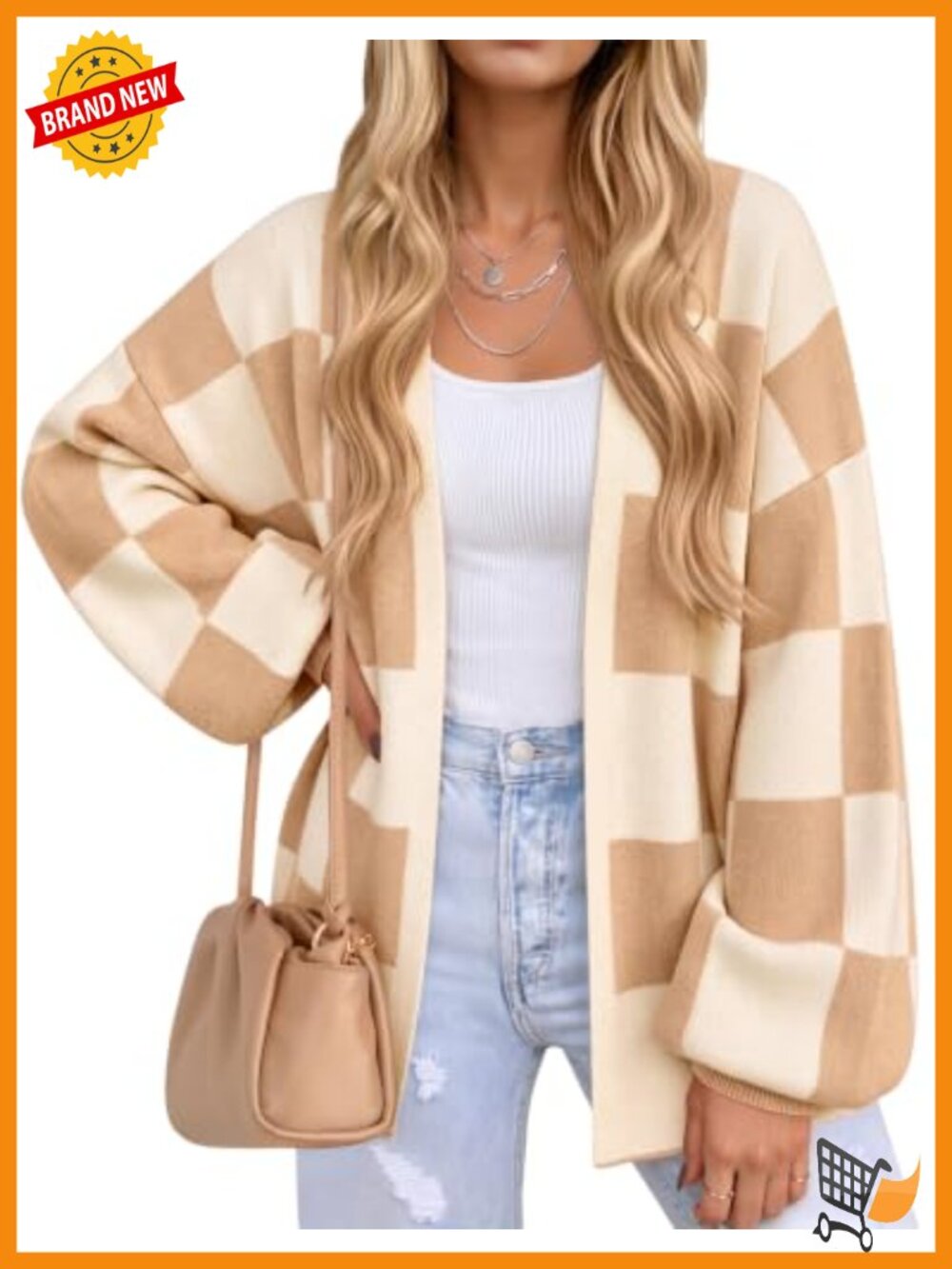 Oversized Buffalo Plaid Open Front Cardigan Sweater